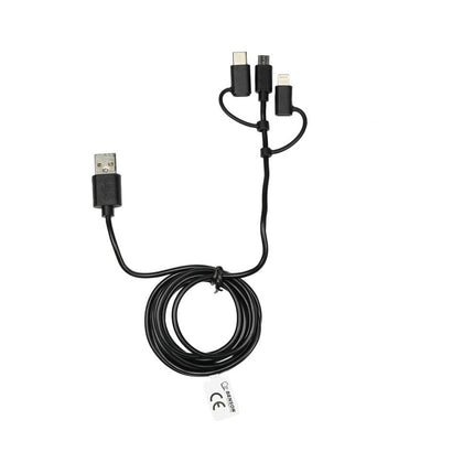 Autoladegerät 2,4A 12-24V mit 1,5m 3-in-1 Kabel für PKWs und LKWs