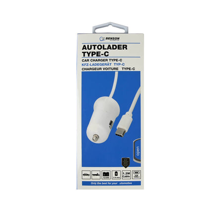 Autolader Type-C, 1.2m, 12-24V, Snel Opladen voor Auto Trips