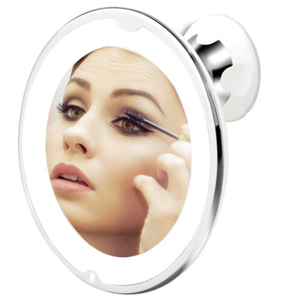 Make-up spiegel 21 LED + zuignap wit – Lichtmodus warm, Kleur wit, 8 cm