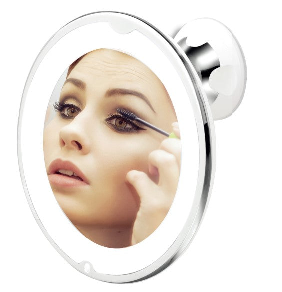 Make-up spiegel 21 LED + zuignap wit – Lichtmodus warm, Kleur wit, 8 cm