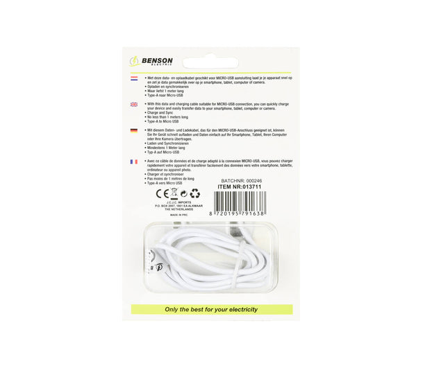 USB Micro USB Kabel 1m - Snel Opladen en Gegevensoverdracht Android