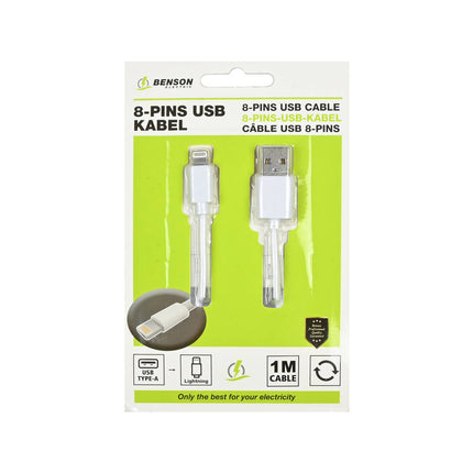 USB Lightning Kabel 1m, 5V, 2.1A, voor iPhone/iPad Opladen & Sync