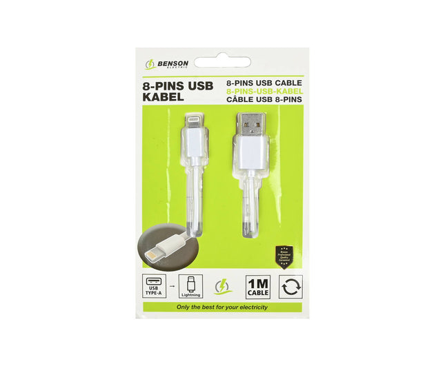 USB Lightning Kabel 1m, 5V, 2.1A, voor iPhone/iPad Opladen & Sync