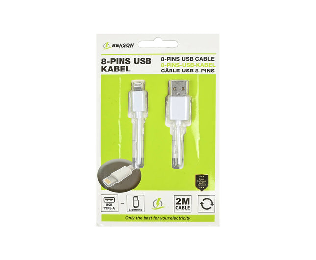 USB Lightning Kabel 2m - Voor Apple Opladen & Syncen