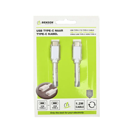 USB-C naar USB-C Kabel 1.2m, 2A Snel Opladen, Data Transfer