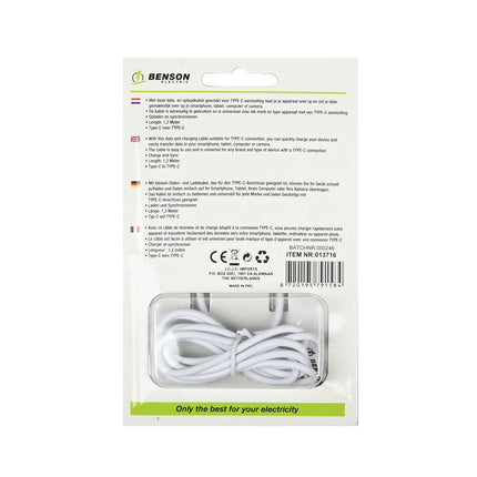 USB-C naar USB-C Kabel 1.2m, 2A Snel Opladen, Data Transfer