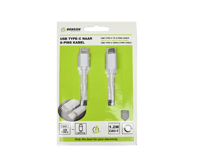 USB-C naar Lightning Kabel 1.2m, Opladen & Data Transfer, Wit