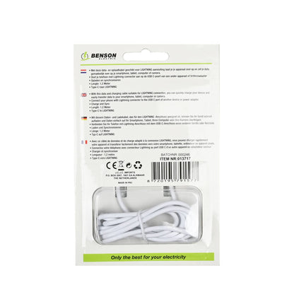 USB-C naar Lightning Kabel 1.2m, Opladen & Data Transfer, Wit