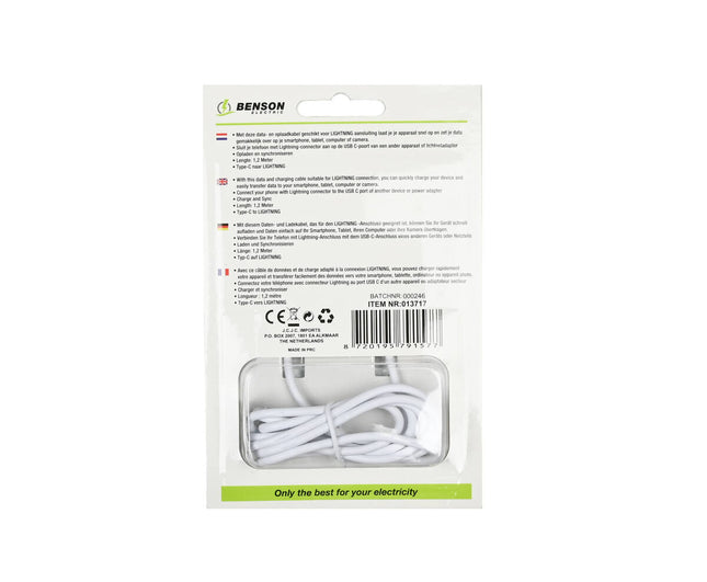 USB-C naar Lightning Kabel 1.2m, Opladen & Data Transfer, Wit