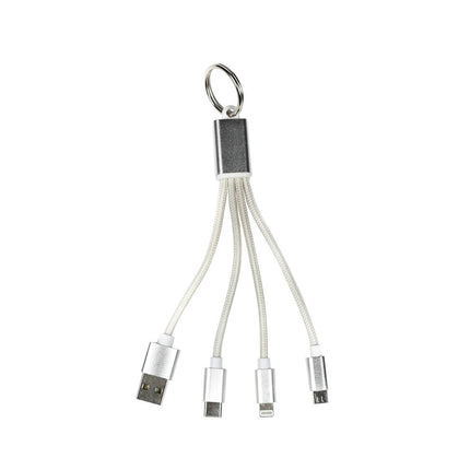 3-in-1 USB-Kabel-Schlüsselanhänger, 13 cm, Typ-C/Micro-USB/Lightning