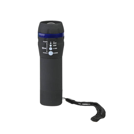 Zaklamp 1W LED, 5 Zoomstanden, 50 Lumen, 35x105x28mm, AAA-Batterijen