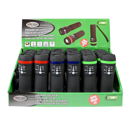 Zaklamp 1W LED, 5 Zoomstanden, 50 Lumen, 35x105x28mm, AAA-Batterijen