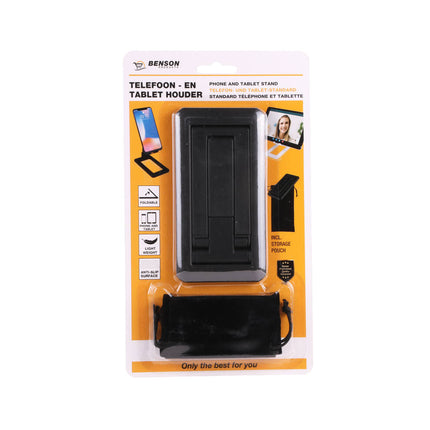 Zwarte Opvouwbare Telefoon/Tablet Houder 7x14x5cm, Verstelbare Hoek