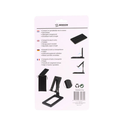 Zwarte Opvouwbare Telefoon/Tablet Houder 7x14x5cm, Verstelbare Hoek