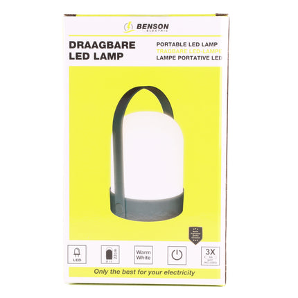 Draagbare LED lamp ø13 x 22 cm – Afmeting Ø 13 x 22cm, 70 Lumen, 22cm