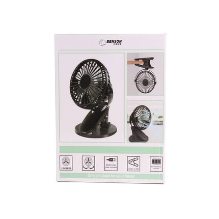 Draagbare 3-Snelheden Clipventilator, Oplaadbaar, 360° Draaibaar, USB