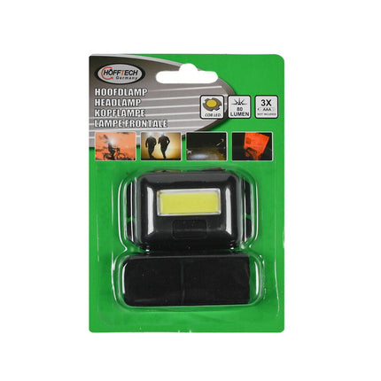 Hoofdlamp 2W COB, 80lm, 3 modi, verstelbare band, ideaal voor kamperen