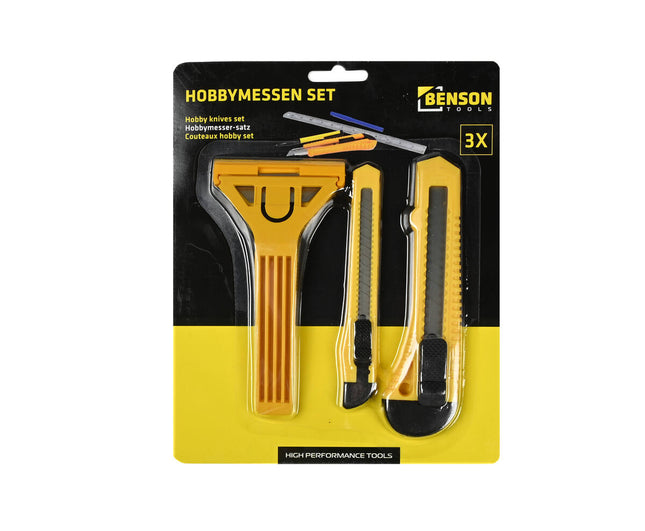 3-teiliges Hobbymesser-Set: Abbrechklingen & Glasschaber für DIY.