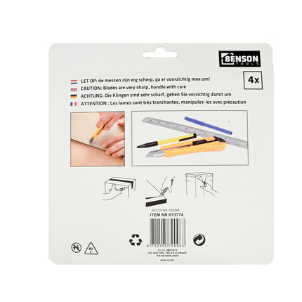 Abbrechklingen-Set 18 mm 4-tlg. - Zum Schneiden von Papier, Karton, Kunststoff