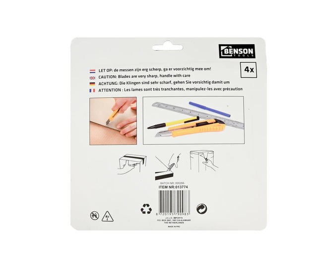 Abbrechklingen-Set 18 mm 4-tlg. - Zum Schneiden von Papier, Karton, Kunststoff