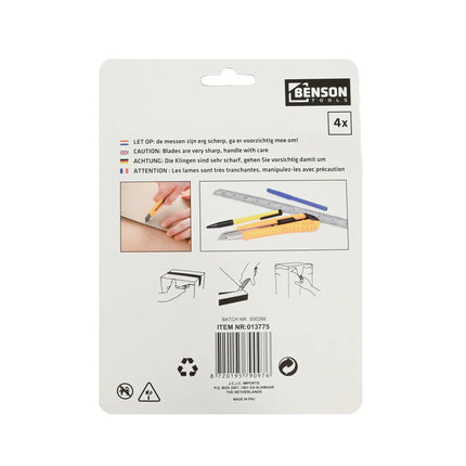 Set van 4 Afbreekmessen 9 mm voor Precisiewerk en Snijklussen