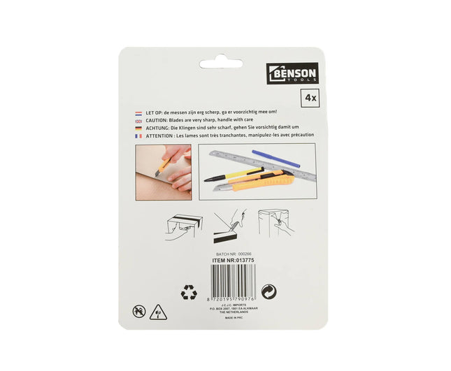 Set van 4 Afbreekmessen 9 mm voor Precisiewerk en Snijklussen