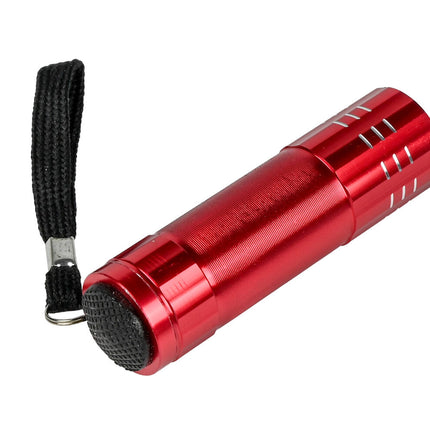 Zaklamp 9 LED, 24g, 2.3x2.3x8cm, 3xAAA, ideaal voor kamperen