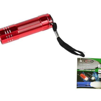 Zaklamp 9 LED, 24g, 2.3x2.3x8cm, 3xAAA, ideaal voor kamperen