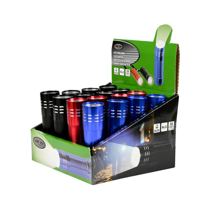 Zaklamp 9 LED, 24g, 2.3x2.3x8cm, 3xAAA, ideaal voor kamperen