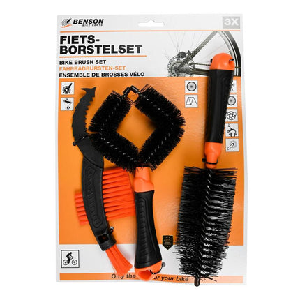 Fiets Borstel Set 3-delig: Tandwielen, Frame, Moeilijke Hoeken Schoon.