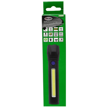 Taschenlampe Tactical LED+COB, wiederaufladbar, 141 mm, 100/150 Lumen, 4 Std. Laufzeit