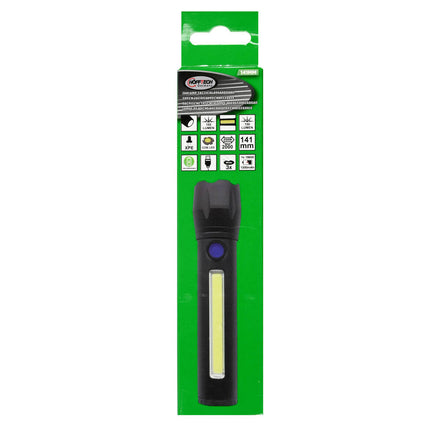 Taschenlampe Tactical LED+COB, wiederaufladbar, 141 mm, 100/150 Lumen, 4 Std. Laufzeit