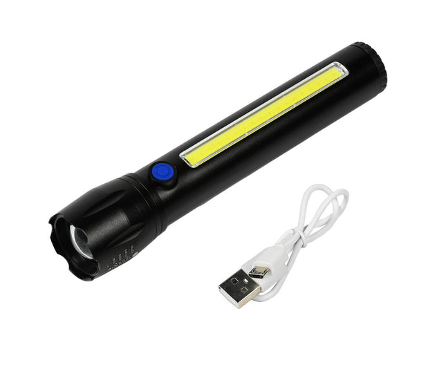 Tactical LED Zaklamp 166mm, 1500m bereik, USB oplaadbaar, 4u licht.