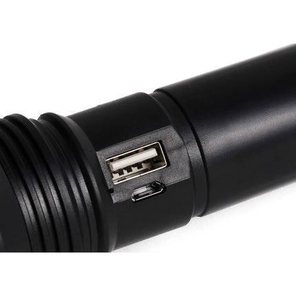 Oplaadbare 1W LED & 3W COB Zaklamp, 162x49mm, USB, Zwart