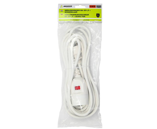 Verlengsnoer RA 3x1.5mm², Schakelaar, 5m, Binnen/Buiten Gebruik