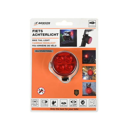 USB Oplaadbare Rood LED Fietslamp met Clip voor Veilig Fietsen