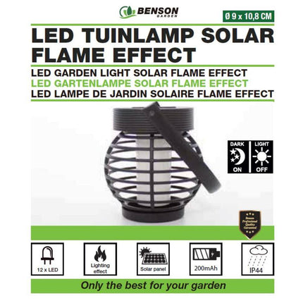 Tuinlamp Solar LED 10.8 cm, Flame Effect, Ø9 cm, 12 LED, Solar Powered