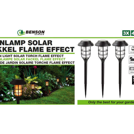 Solar Tuinfakkel Set 43 cm, Vlameffect, Verlicht Paden & Patios