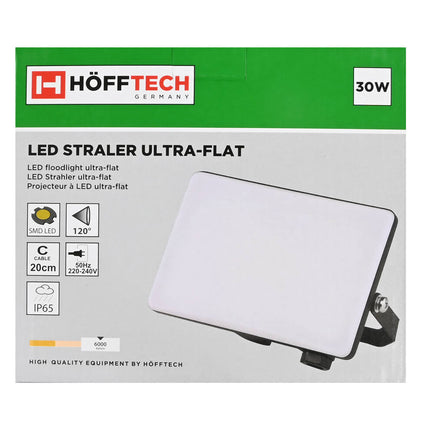 LED Straler 30W IP65, 6000K, 120° Breedte, Voor Tuin en Oprit