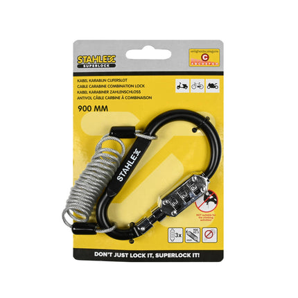 Kabel Karabijn Cijferslot 2.5x900mm, Veilig Fietsen en Bagage
