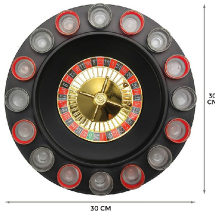 Drankspel roulette shots – Afmeting roulette 30 x 5 x 14,5 cm, 14,5 cm, 4,8 cm