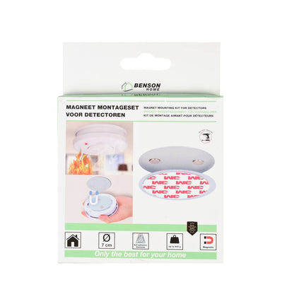 Magneet Set 7cm Ø, 800g Draagkracht, Detector Installatie, 3M Plakstrook