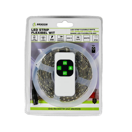 LED Strip 3m Wit 9W 500lm 6500K, Inclusief Afstandsbediening