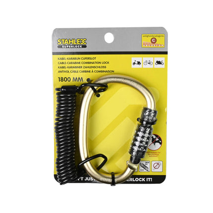 Kabel-karabijn Cijferslot 4x1800mm - Fietsen en Tassen Veiligstellen