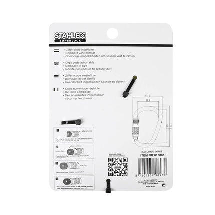 Kabel-karabijn Cijferslot 4x1800mm - Fietsen en Tassen Veiligstellen