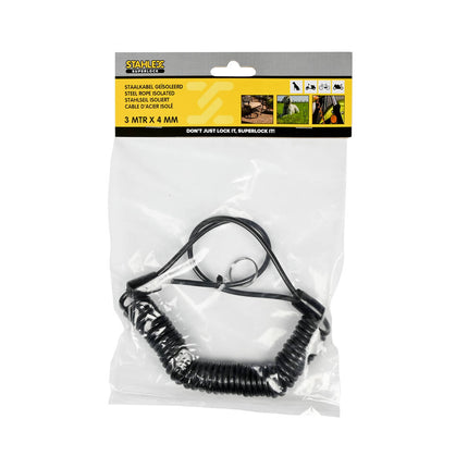 4mm x 3m Staalkabel Geïsoleerd - Beveiliging Tuinmeubelen en Meer