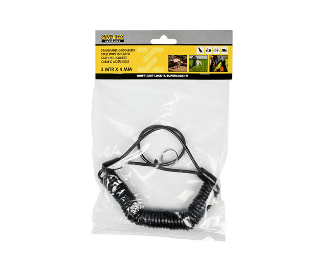 4mm x 3m Staalkabel Geïsoleerd - Beveiliging Tuinmeubelen en Meer