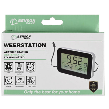 Digitaal Weerstation: Binnen/Buiten Temp, Klok, Alarm, Snooze Functie