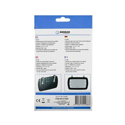 Auto Make-up Spiegel 6 LED, Touch, Compact, Zonneklep Bevestiging