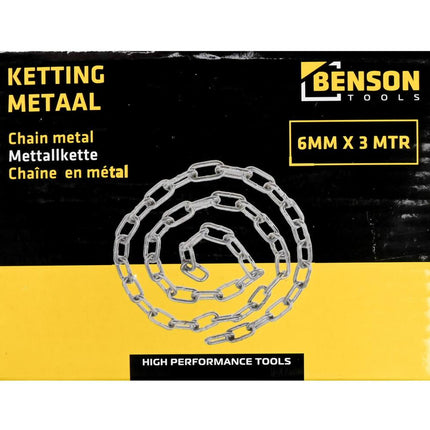 Kette Metall 6mm x 3m - Ideal für den allgemeinen Gebrauch und Gartenarbeiten